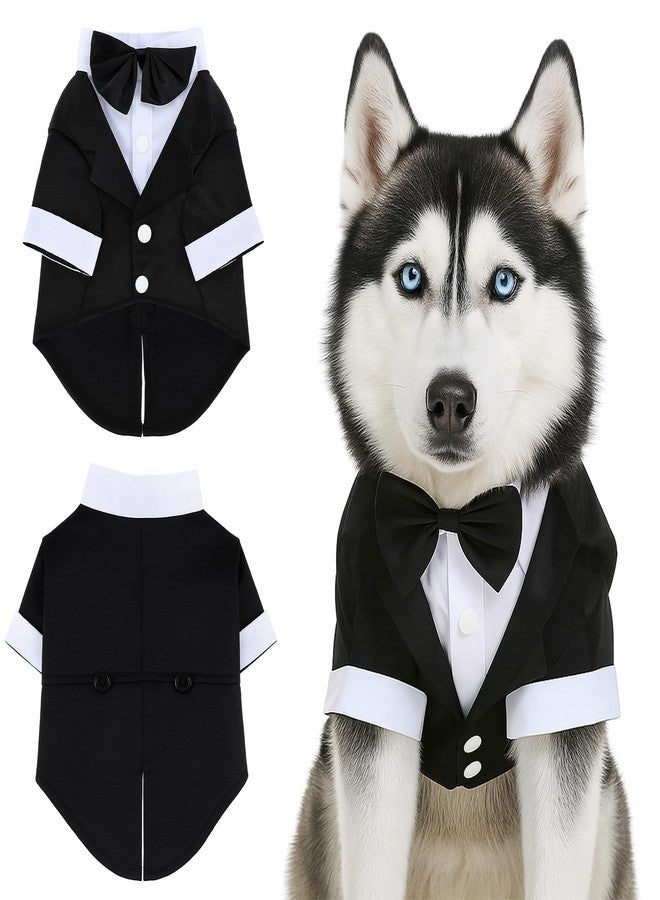 Larrel Dog Tuxedo, Dog Tuxedo Suit with Bow Tie, Pet Tuxedos for Small Dogs and Cats, Pet Wedding Attire Dress Up, Doggy Prince Bow Tie Shirt, Doggy Gentleman Apparel for Halloween, Engagement and Christmas - Image 1
